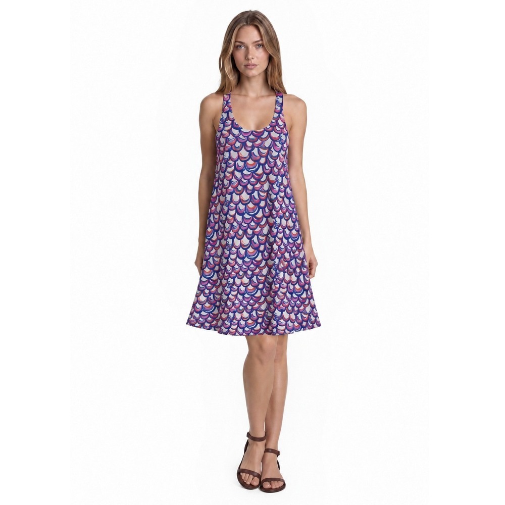 Lilly Pulitzer Dress Women's Size Medium Blue Scallop Racerback 100% Pima Cotton